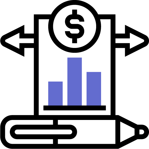 Ikon, penger, graf, og penn