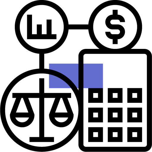 Ikon, kalkulaltor, penger, og vekt